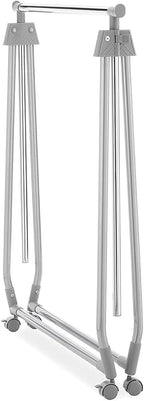 Whitmor Foldable Garment Rack - Rolling Clothes Rack - Adjustable Height - Silver