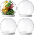 Tuanse 4 Pieces Glass Dome Display Showcase Glass Globe and Display Dome with Wood Base DIY Craft Keepsake Globe Case Gifts for Women Wedding Tabletop Centerpiece Decoration(White)