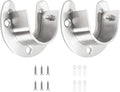 2 Packs Stainless Steel Closet Rod End Supports 1-1/3 Inch Wardrobe Bracket Heavy Duty Closet Pole Sockets Flange Rod Holder, U-Shaped with Screws, Silver