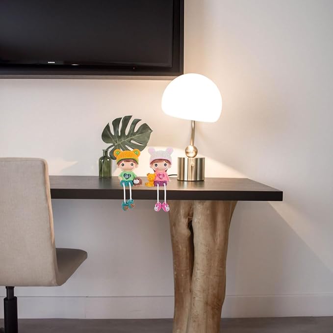 2pcs Long Leg Dolls Sculptures, Resin Shelf Sitters with Dangling Legs for Brother Sister Birthday Desktop, Tabletop, Shelf, Bookshelf Home Decor