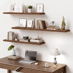 Vivelove 10 Inch Deep Floating Shelves 24 inch Long, 24 x 10 Wide Wall Shelves with Invisible Brackets, for Bedroom Bathroom Living Room Kitchen Office, Farmhouse Home Decor, Set of 2, Rustic Brown