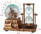 LED MusicCrystal Snow Globe， Sand Timer ，Hourglass,Home Decor,Table Decor for Living Room ，Office Desk Decorations[Brass Ferris Wheel]