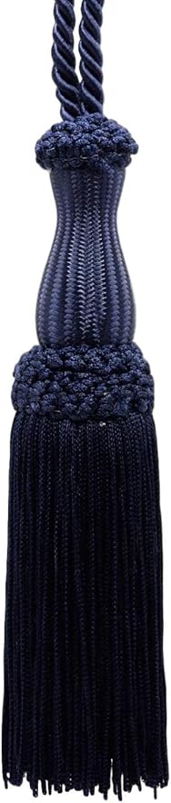 DÉCOPRO Decorative Silky 5" (12.5cm) Key Tassel 5" (12.5cm) Loop (Style# SKT) Dark Navy Blue #J3 (Dark Blue) Set of 2