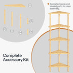 HOOBRO Corner Shelf Stand, 5-Tier Bamboo Corner Bookshelf, Plant Display Shelf, Corner Bookcase, Multipurpose Shelving Unit for Small Space, Living Room, Easy Assembly, Natural YL20CJ01