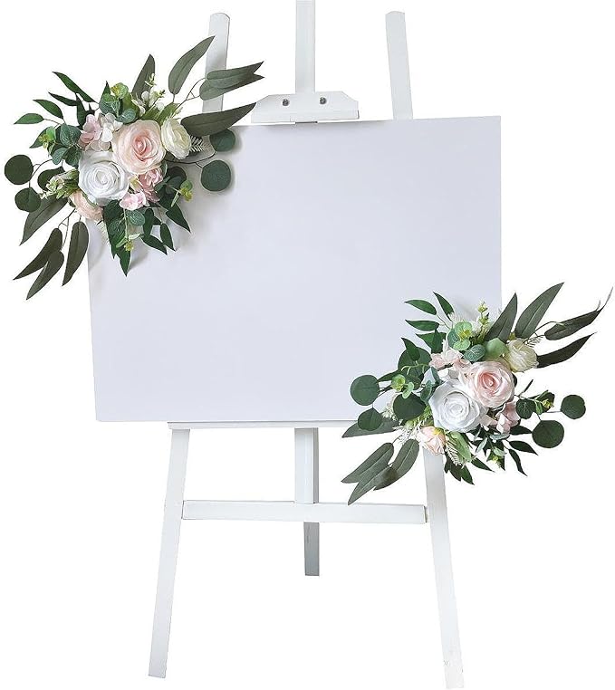 2X Wedding Arch Flowers Decorative Swags Floral Swag Welcome Sign Decoration for Party, Pink Flowers