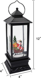 Wondise Lighted Musical Snow Globe Lantern with 6 Hour Timer, 12 Inches USB Powered & Battery Operated Spinning Water and Swirling Glitter Christmas Snow Globe Lantern Gifts(Santa Claus and Sleigh)