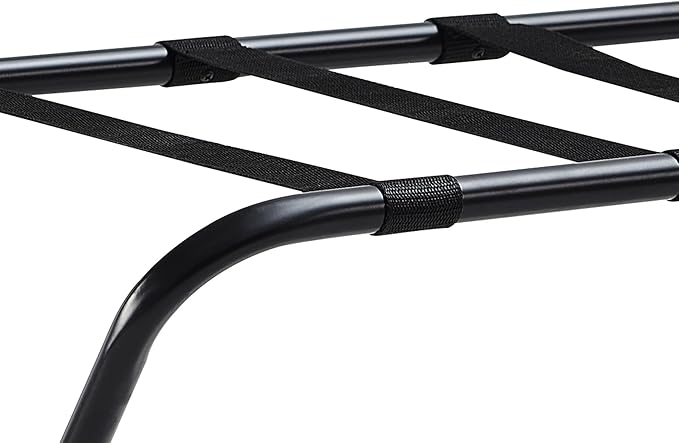 Kings Brand Furniture - Metal Foldable Luggage Rack, Suitcase Stand with Back, Black