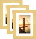 5x7 Picture Frame 3 Pack - Gold Poster Frame Display Pictures 4x6 with Mat or 5 x 7 Without Mat for Wall Hanging Horizontal and Vertical