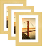 5x7 Picture Frame 3 Pack - Gold Poster Frame Display Pictures 4x6 with Mat or 5 x 7 Without Mat for Wall Hanging Horizontal and Vertical