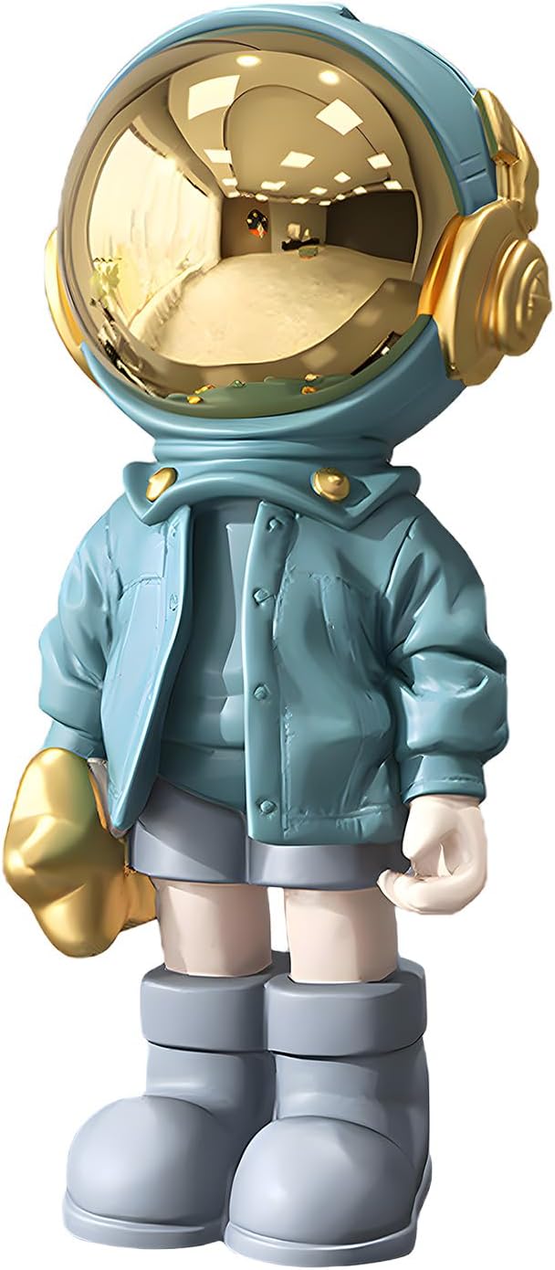 Dosker Small Astronaut Statues Mini Spaceman Sculpture Polyresin Arts Gifts Blue Figurine Ornament Room Decor for Men,Home and Desktop Accessories Tabletop Decoration, Living Room, Office, Bookshelf