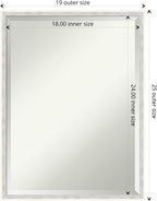 Amanti Art White Wall Mirror 25x19 Paige White Silver Rectangle Bathroom Mirror for Wall Decor Living Room, Medium Modern Wood Frame, Hangs Horizonally and Vertically, Bathroom Decor, Beveled Edge