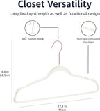 Amazon Basics Slim Velvet Non-Slip Space Saving Suit Clothes Hangers, Closet Organizer, Ivory/Rose Gold, 30-Pack