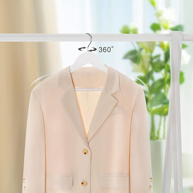 TOPIA HANGER Wooden Coat Hangers 20 Pack, White Wood Suit Hangers with Non Slip Pants Bar, 360° Swivel Hook and Shoulder Notches for Camisole, Jacket, Pants, Smooth Finish Clothes Hangers - CT34W20