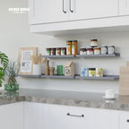 RICHER HOUSE 3 Set Floating Shelves for Wall, 16 inches Wall Mounted Shelves with Lip for Storage, Display Picture Ledge Shelf for Bedroom Bathroom Kitchen Living Room Decor, Modern Grey