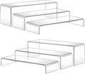 MerryNine Acrylic Risers Display Stand, 6 Pcs Clear Plastic Rectangle Stand for Cupcakes, Figures, Cosmetics, Collectibles (Large)