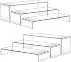 MerryNine Acrylic Risers Display Stand, 6 Pcs Clear Plastic Rectangle Stand for Cupcakes, Figures, Cosmetics, Collectibles (Large)