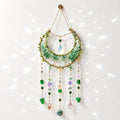 Crystal Moon Dream Catcher, Boho Green Dreamcatchers for Adults Girls, Handmade Agate Sun Catcher Wall Hanging for Bedroom Living Room Window Garden Décor