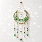 Crystal Moon Dream Catcher, Boho Green Dreamcatchers for Adults Girls, Handmade Agate Sun Catcher Wall Hanging for Bedroom Living Room Window Garden Décor