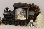 Christmas Musical Snow Globe Lantern Battery Operated with 6 Hour Timer, Snowman Lighted Snow Globe Train Spinning Water Swirling Glitter Christmas Decoration Gifts(10.6 x 4.3 x 8.3 Inches)