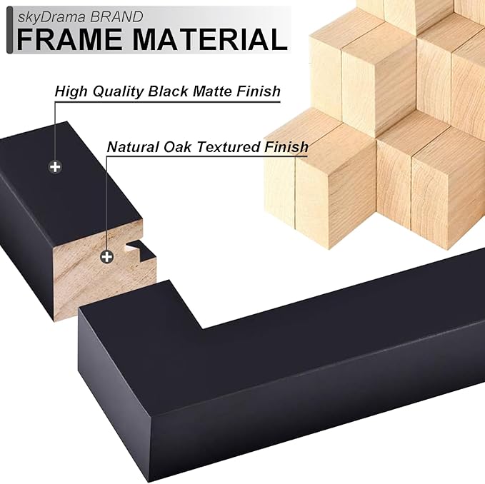 100% Solid Wood 8.5x14 Picture Frame Set of 2, Black Frame for 8.5 x 14 Inch Picture Poster Photo, Light Weight Matte Black Frame for Wall - 2 Pack