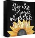 Black Room Decor Sunflower Gifts for Women Rustic Country Wooden Square Sign Decor Sunflower Summer Decorations for Home House Outdoor Shelf Wall Farmhouse Table Shelf