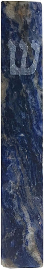 A&S Mezuzot Quartz Mezuzah Case with Engraved Shin Design Easy Peel and Stick Judaica Door Mezuza (Blue Jasper, 6 Inches)