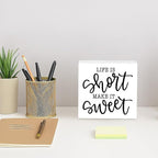 Farmhouse Wooden Signs, Life Is Short Make It Sweet Sign, Country Wood Signs, Home Decor, Gift For Her, Housewarming Gift, Box Sign Decor Tabletop, 5.1x5.1inches