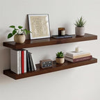 Homeforia Walnut 36 inch Floating Shelf, High End Solid Real Wood 36inch Large Shelves for Bathroom Wall, Dark Brown 36 inches Long Floating Shelves, Heavy Duty Bracket, 36 X 6.5 X 1.75 inch, Set of 3