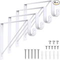4 Pack Closet Rod Bracket, Heavy Duty Closet Rod Support with Rod Holder, Wall Mounted Closet Shelf Brackets with Triangle Stabilizing Design for Closet, Bathroom and Kitchen, White