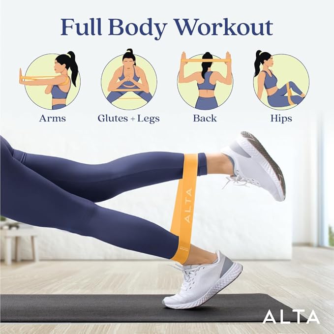 ALTA Mini Loop Bands for Exercise - Premium Durable Latex - Small Resistance Bands for Women, Booty Bands for Working Out, Leg Stretch Loops for Physical Therapy, Pilates Exercise Mini Bands Set