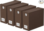 SpaceAid 4 Pack Bed Sheet Organizers and Storage, Foldable Sheet Organizer for Linen Closet, Sheets Set Folder Keeper with Window XL (Queen & King Size) Bedding Container (Brown, 4 Pack)