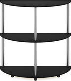 Furinno Frans Turn-N Half Round Console Table with Stainless Steel Tubes, Black Oak 15.6D x 31.1W x 30.8H in