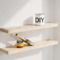 Homeforia 24 inch Wood Floating Shelves, High End Solid Natural Wood 24inch Floating Shelf for Wall, Unfinished Wooden 24 inches Floating Shelves, Heavy Duty Bracket, 24 X 6.5 X 1.75 in, Set of 4