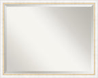 Amanti Art White Wall Mirror 24x30 Morgan White Gold Rectangle Bathroom Mirror for Wall Decor Living Room, Large Modern Wood Frame, Hangs Horizonally and Vertically, Bathroom Decor, Beveled Edge