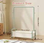 Kids Clothing Rack with Storage Shelf, Kids Dress Up Storage for Coats, Small Baby Garment Rack for Hanging Clothes, Toddler Wardrobe Closet Organizer (Classic, Green)