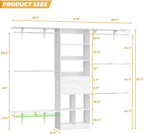 Closet System - 8FT Closet Organizer System with Wooden Drawers, 96" Closet Systems for Walk-In Closets with Cuttable Hanging Shelving, White