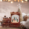 Wondise Lighted Christmas Snow Globes Musical Lantern with Timer, Battery Operated and USB Powered Spinning Water and Swirling Glitter Globe for Christmas Thanksgiving Holiday Decoration