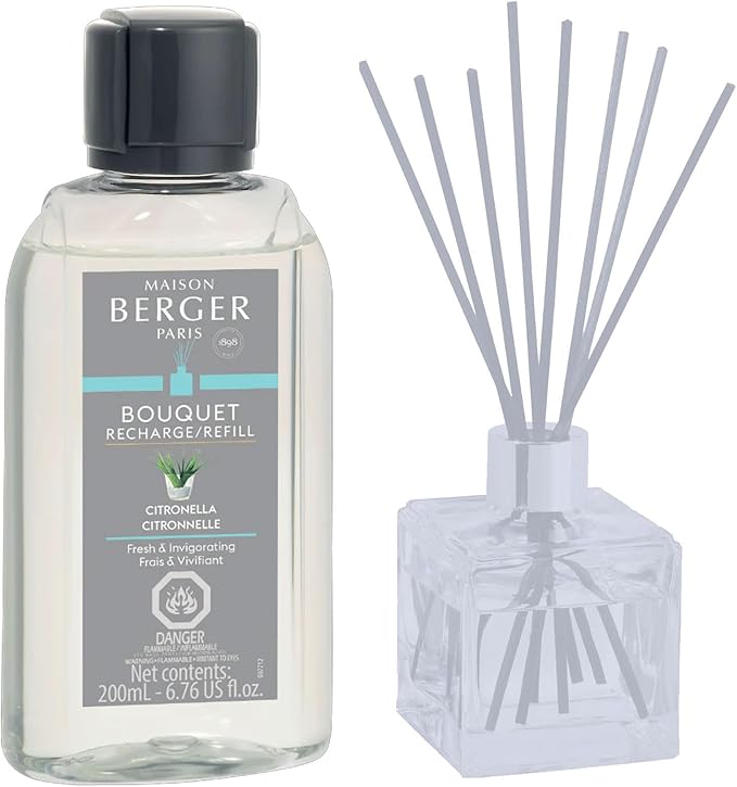 Maison Berger - Citronella - Air Freshener - Fragrance Refill for Reed Sticks and Ceramic Diffuser - 6.76 Fluid Ounces - 200 Milliliters