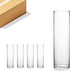 WGV Cylinder Vase Bulk, Diameter 5", Height 18", Clear Glass Floral Planter Container, Tall Centerpiece Arrangement for Wedding Party Event Home Office Decor, 4 Pieces