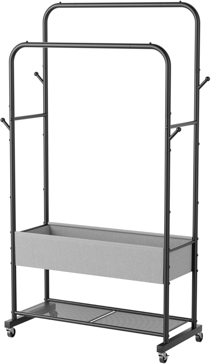 Clothes Garment Coat Rack Drying Clothing Racks Metal Freestanding for Hanging Clothes Portable Closet for Laundry Bedroom Black