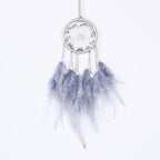 Pretty Jolly Crystal Stone Small Dream Catchers Grey Blue Feathers Mini Dreamcatchers with Beads for Cars Rear View Mirror Hanging Decoration Good Luck Travel Charm Bedroom Ornaments for Women Girls
