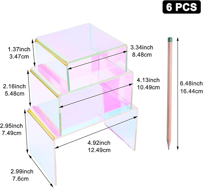 Cerpourt 2 Sets Acrylic Display Risers Colorful Product Stand,Cupcakes Holder Dessert Display Transparent Showcase Stands, Candy Bar Risers, Acrylic Lifts Display for Figures
