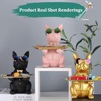 French Bulldog Gifts Statue Tray Organizer for Keys, Candy, Jewelry, Earrings, Entrance Piggy Bank - Modern Decor Resin French Bulldog Decor Entryway Table, Coffee Table, Office Desk, Home Decor
