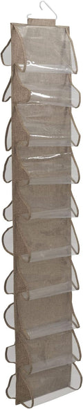 Household Essentials 20-Pocket Closet Shoe File, Beige