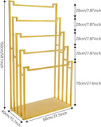 Scarf Organizer, 5-Tier Metal Scarf Display Stand with Wheels, Freestanding Scarf Display Rack, Retail Store Towel Rack, Ties Belt Pants Hanging Rack, for Boutique Display, Home (Gold-5 Rods)