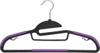 Amazon Basics Space Saving Non-Slip Rubber Coated Plastic Hangers with 360 Degree Swivel Hook, Black/Purple, Pack of 50