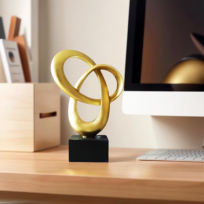 Dosker Knot Decor Mobius Stripe Statue,Modern Abstract Sculpture for Home Decor,Coffee Table Decor for Living Room,Office(Gold)