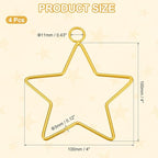 MECCANIXITY 4 Pcs Star Dream Catcher Rings, 4" Dream Catcher Metal Hoops Macrame Wreath Rings Pentagram Floral Hoops for DIY Craft Making Home Wedding Wall Hanging Decoration, Gold