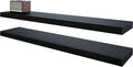 BAMEOS 47in Floating Shelves, Black Wall Mounted Wooden Shelves with Invisible Brackets Set of 2