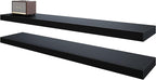 BAMEOS 47in Floating Shelves, Black Wall Mounted Wooden Shelves with Invisible Brackets Set of 2